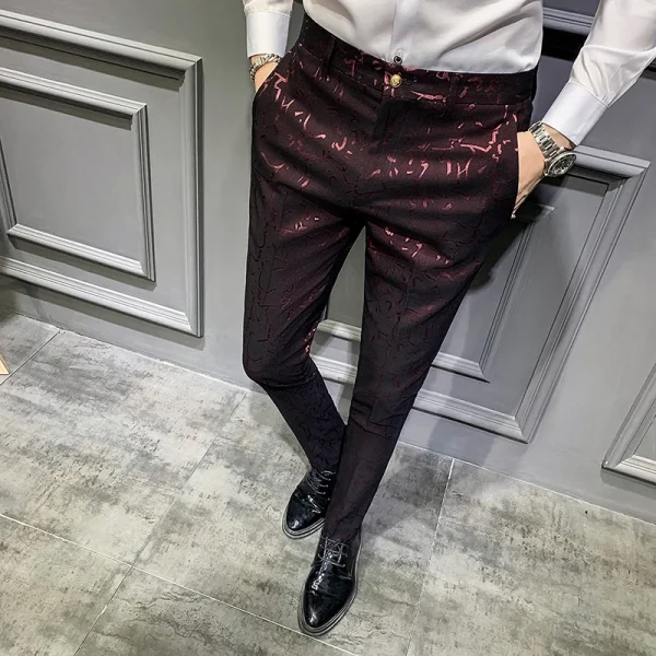 Traditional Jacquard Suit Trousers for Men's Social Trousers, Slim, Business Casual, Formal, Office, and Spring 2022