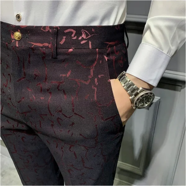 Traditional Jacquard Suit Trousers for Men's Social Trousers, Slim, Business Casual, Formal, Office, and Spring 2022 - Image 5
