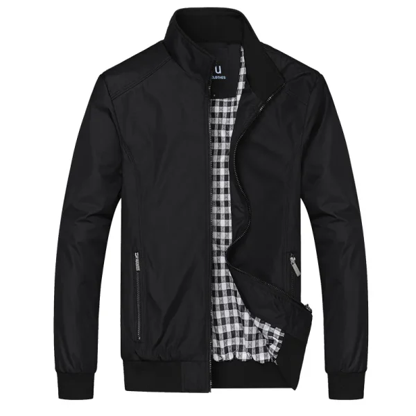Spring 2025 Autumn Men's Jacket Grey casual stand collar jackets in a solid tone - Image 6