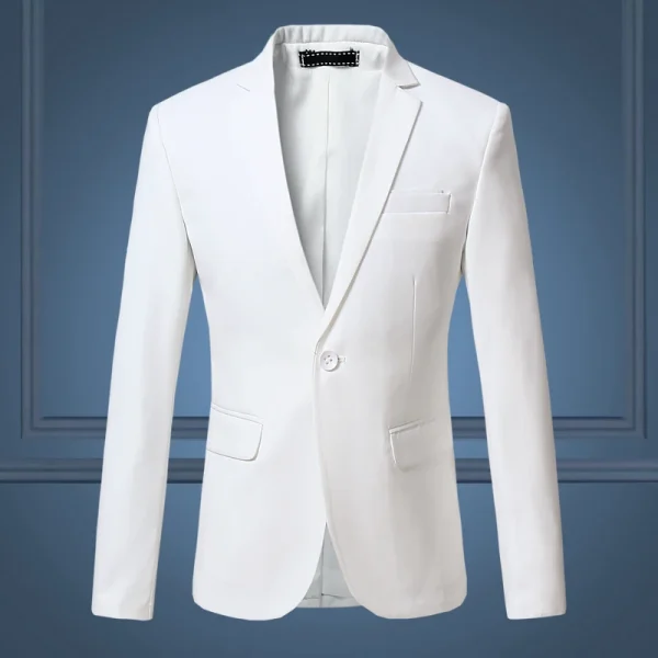 Premium Slim Casual White Suit for Men, Large Size Brands Men's Pure Color Blazers with a Business Casual Flow