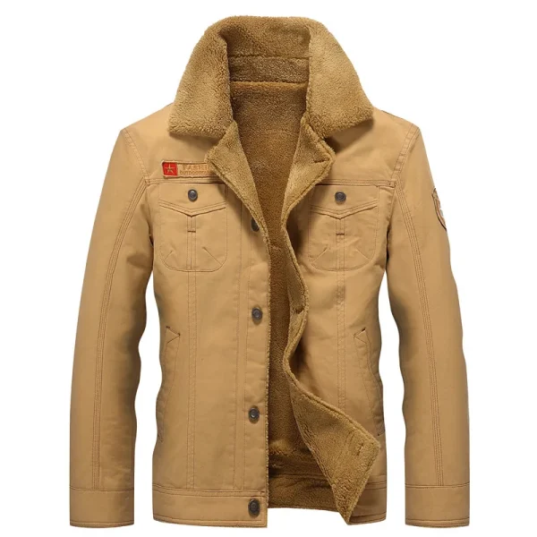 Men's Army Tactical Fleece Jackets in 2025 Air Force Pilot MA1 Jacket Warm Male Fur Collar - Image 4