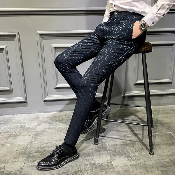 Traditional Jacquard Suit Trousers for Men's Social Trousers, Slim, Business Casual, Formal, Office, and Spring 2022 - Image 3