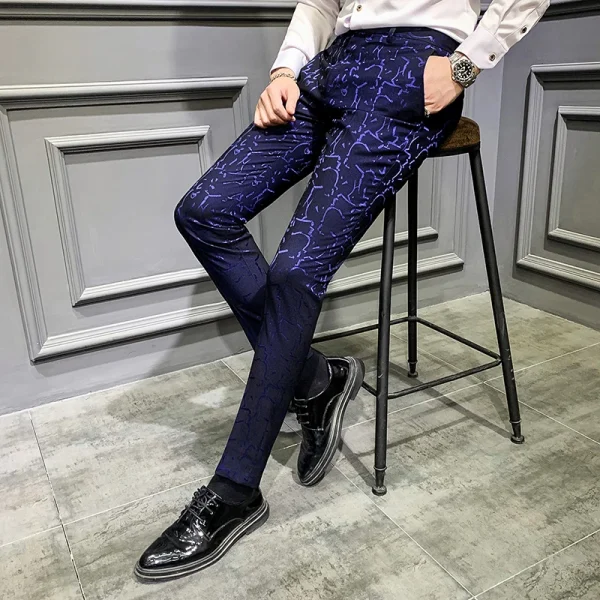Traditional Jacquard Suit Trousers for Men's Social Trousers, Slim, Business Casual, Formal, Office, and Spring 2022 - Image 2