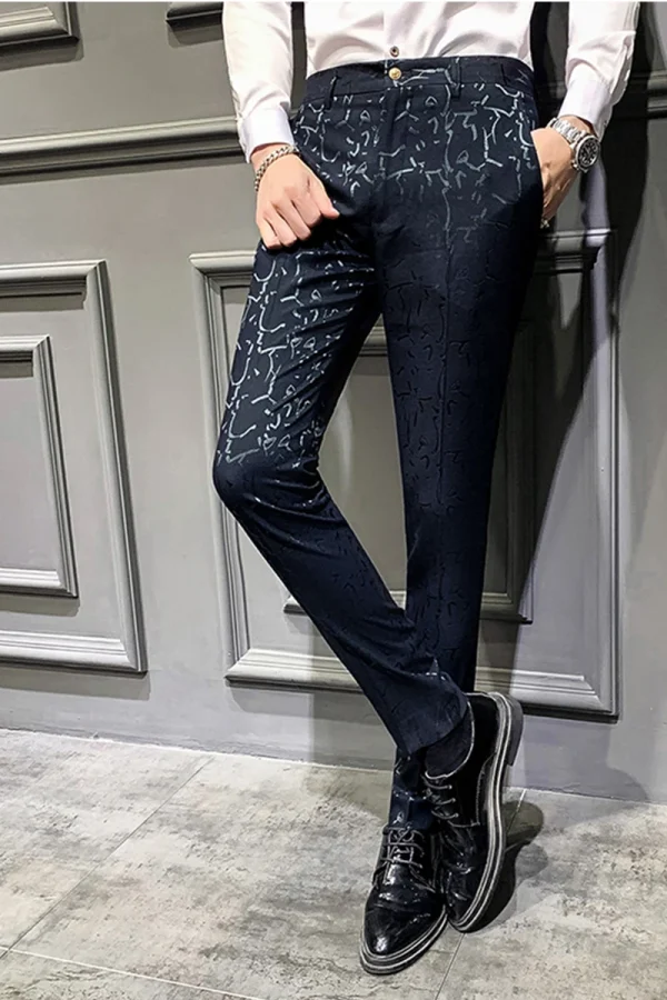 Traditional Jacquard Suit Trousers for Men's Social Trousers, Slim, Business Casual, Formal, Office, and Spring 2022 - Image 4