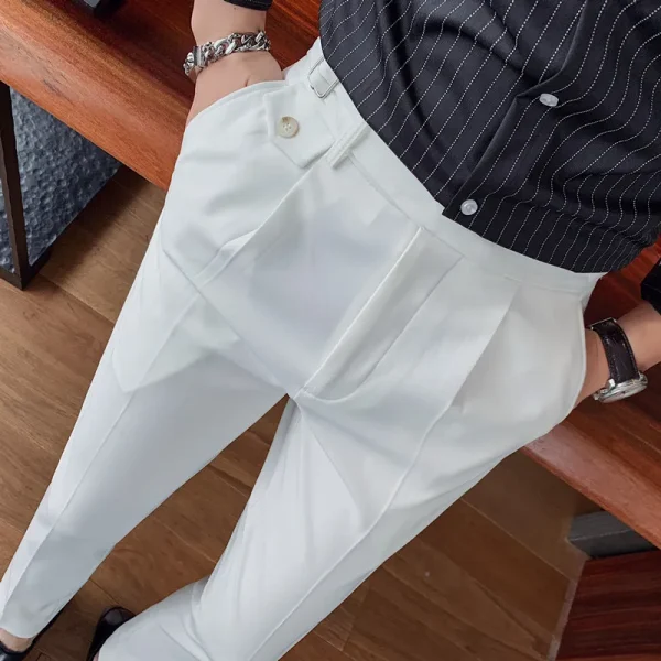 Superior White Wedding Dress Trousers Men's Business Suit Trousers Casual Slim Fit Formal Trousers Pantalon Costume - Image 4