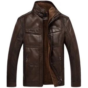 Business Winter Faux Fur Men's Fleece Leather Jacket Men's Coats 2024 Brand Premium PU Outerwear