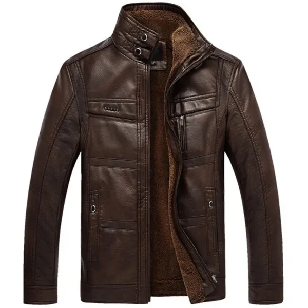 Business Winter Faux Fur Men's Fleece Leather Jacket Men's Coats 2024 Brand Premium PU Outerwear