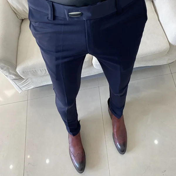 Formal Stretch Slim Fit Suit Trousers for Men, Fashion Men's Casual Business Solid Color Social Office Pantalone, Spring 2025 - Image 3