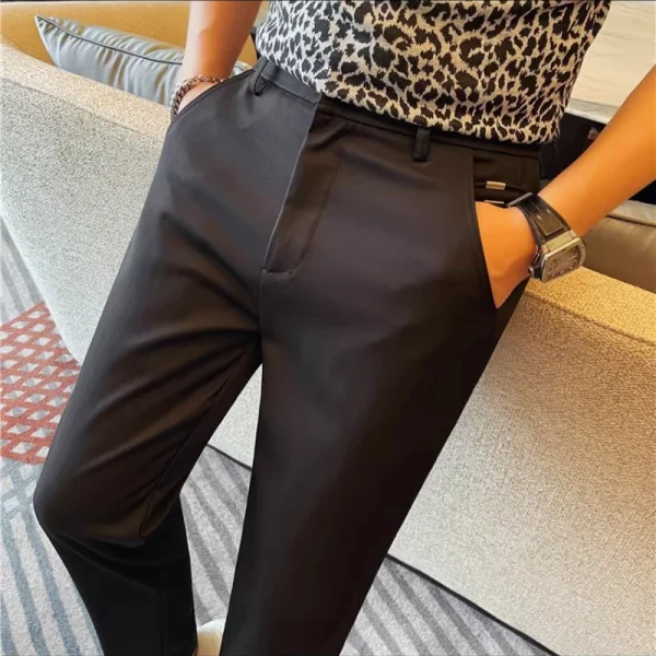 Fashionable Men's White Slim Fit Trousers: Cozy, Contemporary Style for Both Formal and Casual Wear Stretchable Leggings