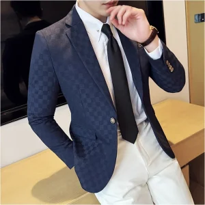 Spring 2025 Plaid Blazer Coats in Six Colors, Elegant, Formal, Slim-Fit Social Suit Jacket, Formal Wedding, Prom, Tuxedo