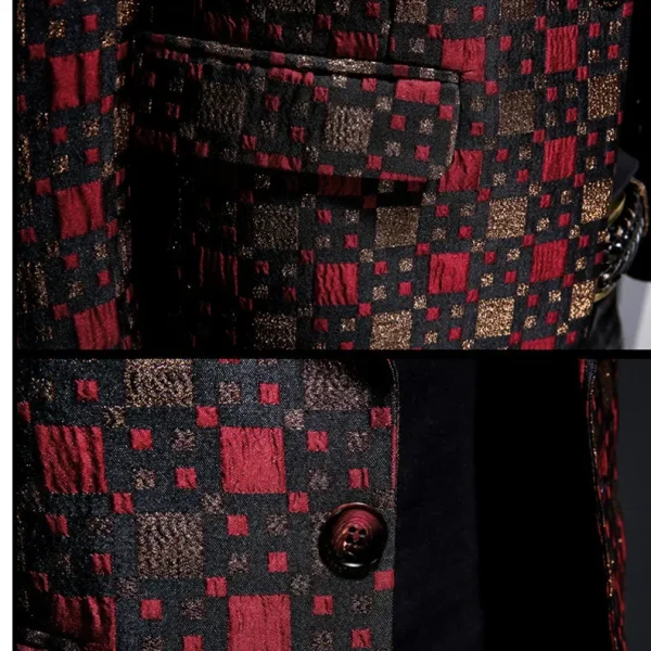 Classic New Jacquard Grid Suit Jacket for Autumn 2025Men's slim-fitting floral blazer coat for a business social wedding party - Image 3