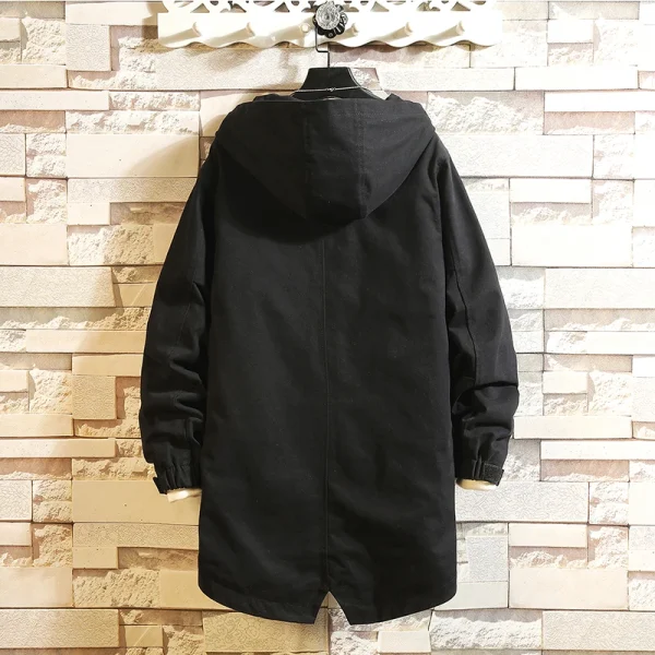 Spring 2025 Men's Windbreaker New Hooded Zipper Jackets Men's Casual Autumn Fashion Streetwear Cotton Jackets Cargo Trench Coat - Image 3