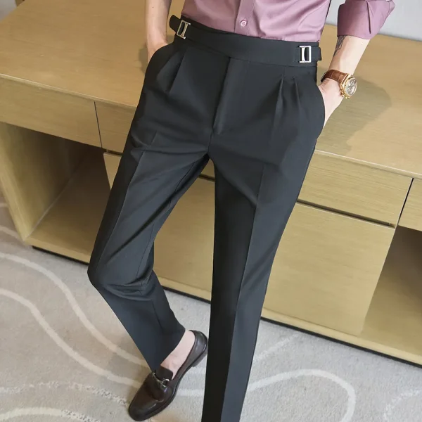 Men's Traditional Formal Dress Pants in Black, Slim Fit, Premium Fabric, Ideal for Special Occasions & Business - Image 3