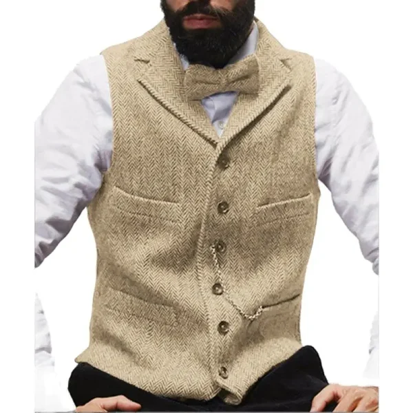V-neck Slim Fit Gilet Homme Wedding Clothes Men's Steampunk Jacket with Stripes and Black Waistcoat Vest