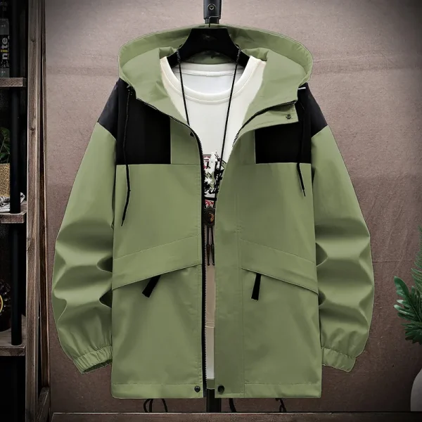 Men's Fashion Patchwork Casual Outerwear Coats Male Waterproof Jackets Dopshipping Plus Size 2025 Spring Hooded Windbreak Jackets - Image 3