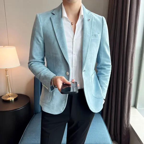 High Quality Suede Suit Jacket Men Luxury Business Slim Fi Casual Blazer Formal Social Party Wedding Tuxedo Men's clothing 4XL-M - Image 3