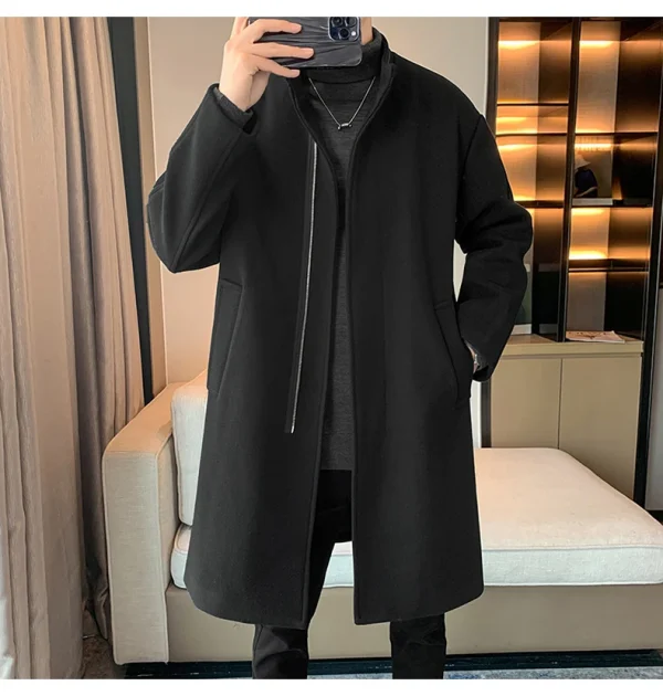 Fashion Korean Men's Jackets and Outerwear 2025 Autumn Winter Men Long Coat Windbreaker Casual Loose Solid Color Trench Men - Image 5
