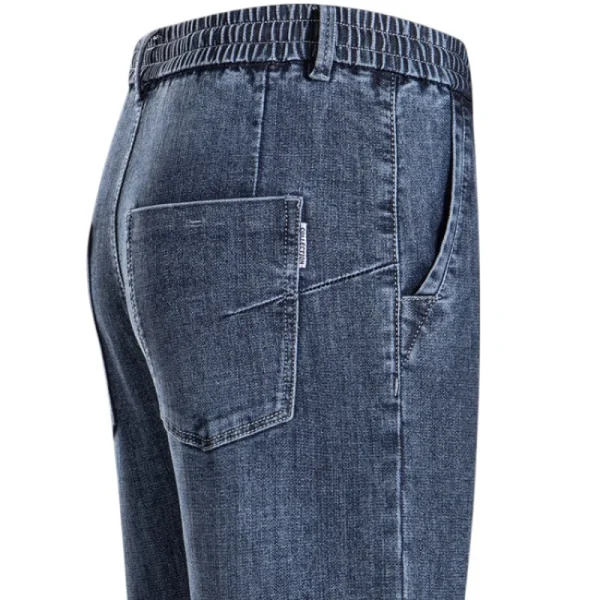 Comfortable Cotton Blend Jeans for Men with an Elastic Waistband: Casual Fit, Sturdy Denim, Ideal for Daily Wear