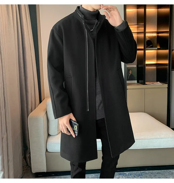 Fashion Korean Men's Jackets and Outerwear 2025 Autumn Winter Men Long Coat Windbreaker Casual Loose Solid Color Trench Men - Image 3