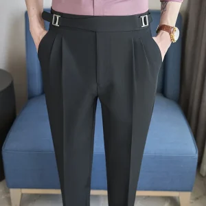 Men's Traditional Formal Dress Pants in Black, Slim Fit, Premium Fabric, Ideal for Special Occasions & Business