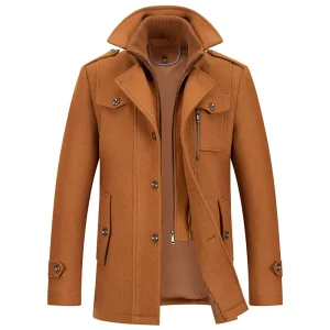 Premium Fall/Winter Coats for Men's Business Casual, Turn-down Collar, Trench, and Warm Wool Coats in Plus Size