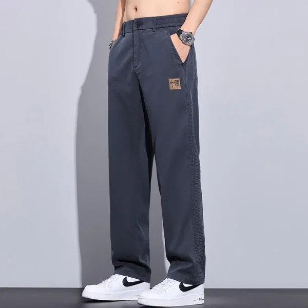 Men's Elastic Waistband Relaxed-Fit Casual Pants with Cool-Touch Fabric for Everyday Comfort and Easy Style - Image 5