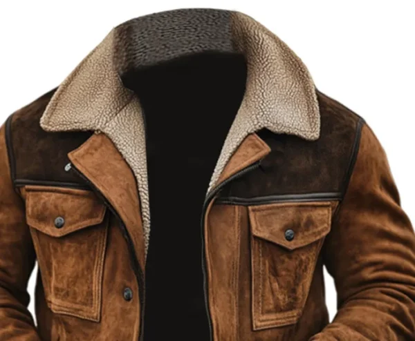 Winter Fleece Men's Long Jackets with Turn-down Collar, Casual Windbreaker, Vintage Patchwork, and Multiple Pockets - Image 6