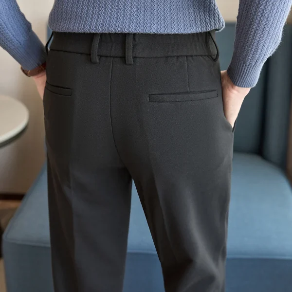 Excellent men's business casual slim-fitting trousers made of wool for everyday use in the fall and winter of 2024. - Image 2