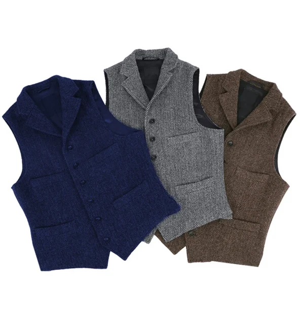 V-neck Slim Fit Gilet Homme Wedding Clothes Men's Steampunk Jacket with Stripes and Black Waistcoat Vest - Image 2