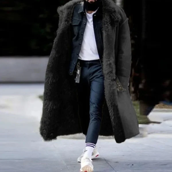 Solid Autumn/Winter Color with Long Sleeves, Frosted Velvet Lapel, and Thickened Overcoat to Overcome Cotton-Padded Cloth - Image 6