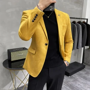 2025 Spring New Premium Single Button Slim Fit Business Casual Suit Jacket for Men Made of Deerskin Fleece