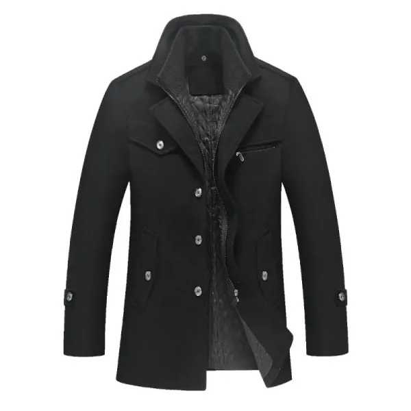 Men's Casual Warm Outerwear Jacket & Coat, New Winter Wool Slim Fit Jackets, Men's Pea Coat - Image 4