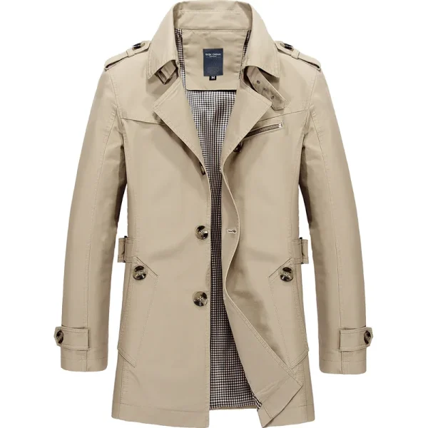 Men's Cotton Trench Coats, Business Windbreaker Long Jackets, Casual 2025 Spring/Autumn Fashion Streetwear Blazers - Image 2