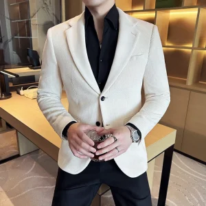 Luxury Slim Fit Casual Men's Blazers, Coats, Social Prom Tuxedo, and Autumn/Winter Fashion Seaweed Pattern Suit Jacket