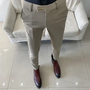 Fashion Casual Business Party Dress Length Pants, Formal Stretch Slim Fit Trousers, New Men's Suit Pants for Spring and Summer 2025