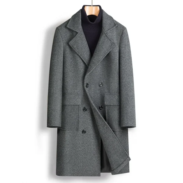 Men's Double Breasted Solid Color Business Casual Mid-Length Outwear Men's England Style Trench, New Autumn/Winter - Image 6