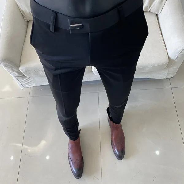 Formal Stretch Slim Fit Suit Trousers for Men, Fashion Men's Casual Business Solid Color Social Office Pantalone, Spring 2025 - Image 6