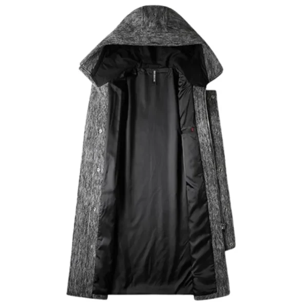 Premium Men's Long Hooded Wool Trench Coats for Fall and Winter, Thick and Warm, Business Casual Outwear Coat Man - Image 4