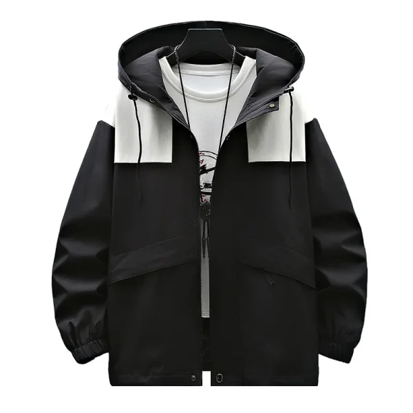 Men's Fashion Patchwork Casual Outerwear Coats Male Waterproof Jackets Dopshipping Plus Size 2025 Spring Hooded Windbreak Jackets - Image 6