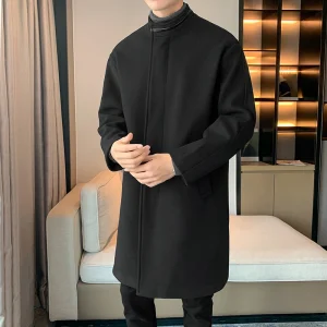 Fashion Korean Men's Jackets and Outerwear 2025 Autumn Winter Men Long Coat Windbreaker Casual Loose Solid Color Trench Men