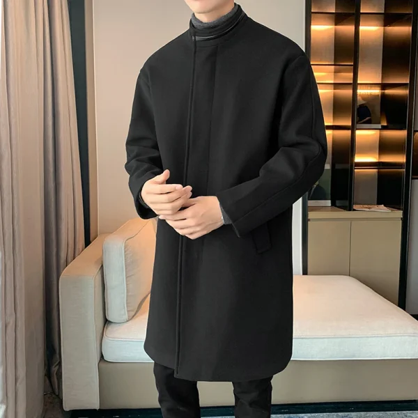 Fashion Korean Men's Jackets and Outerwear 2025 Autumn Winter Men Long Coat Windbreaker Casual Loose Solid Color Trench Men