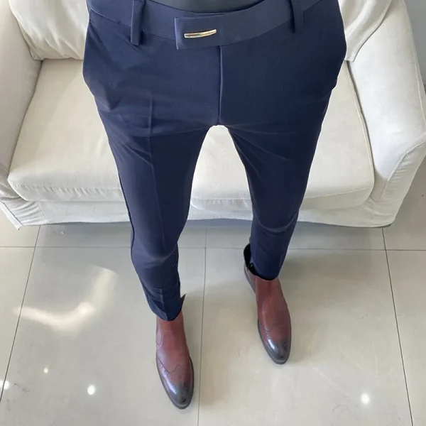 2025 Spring Fashion Striped Suit Pants for Men Korean Stylish Slim-Fit Tight Trousers for Men's Social Casual, Business, and Office Wear - Image 2