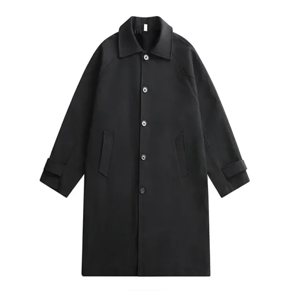 Men's Fashion Korean Style Outerwear Long Coat with Windbreaker, Casual, Loose Design, Solid Color, Spring/Autum - Image 3