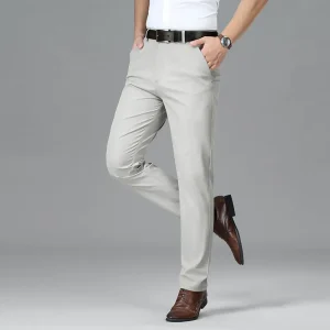 Solid Color Business Casual Men's Straight-leg Trousers, Adaptable Formal Fitted Pants for Everyday Work. Summer of 2025