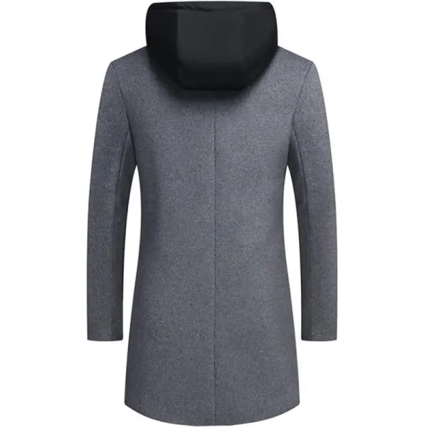 Men's Hooded Wool Jacket for Autumn/Winter Men's Casual Thick Slim Jacket with Long Windproof Wool Coat for Autumn - Image 5