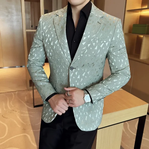 Fashion Slim Casual Tuxedo Formal Wedding Groom Men's Clothes Elegant Jacquard Suit Jackets for Men in Spring 2025 - Image 3