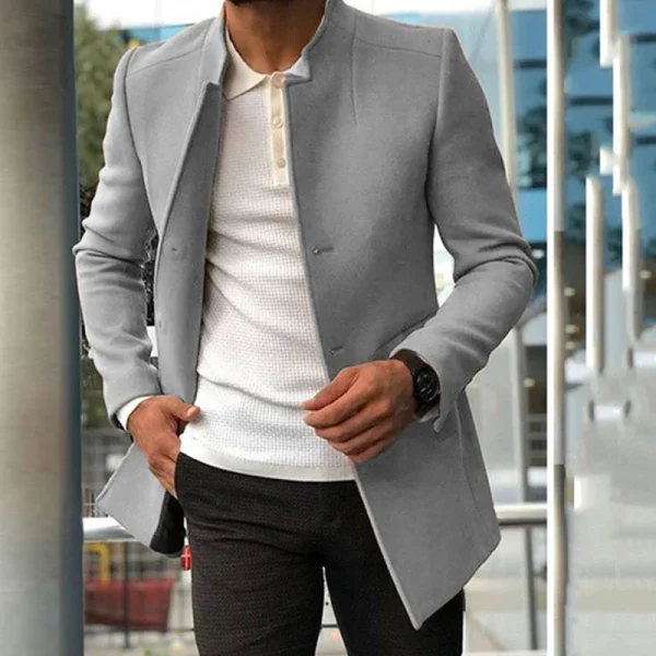 Windbreaker coats for men, business casual jackets made of wool blends, fall and winter fashion, stand collars, and vintage outerwear - Image 3