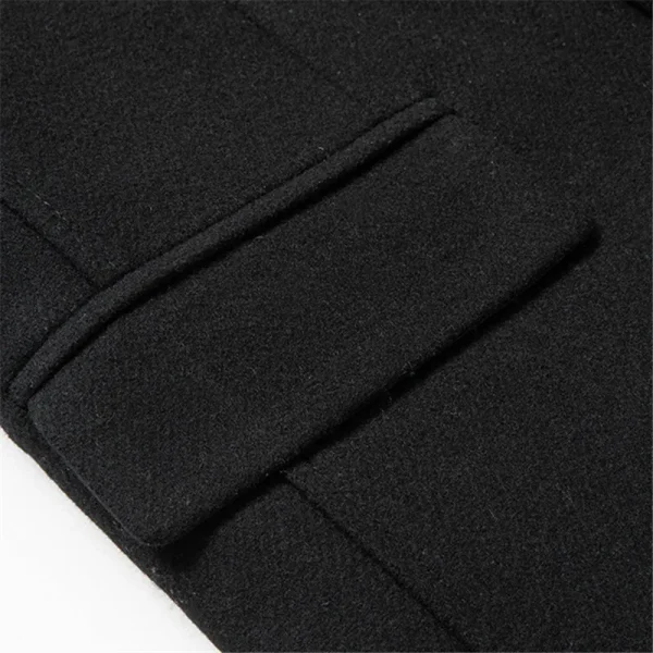Men's Fashion Woolen Coats, Solid Turn-Down Collar, Thick Wool Trench Jacket, and New Autumn/Winter Long Wool Blends - Image 5