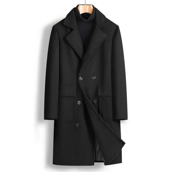 Men's Double Breasted Solid Color Business Casual Mid-Length Outwear Men's England Style Trench, New Autumn/Winter - Image 3