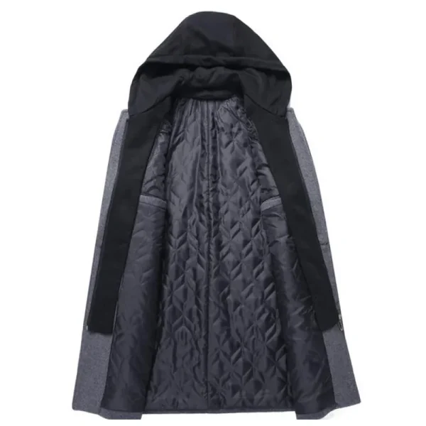Men's Hooded Wool Jacket for Autumn/Winter Men's Casual Thick Slim Jacket with Long Windproof Wool Coat for Autumn - Image 6